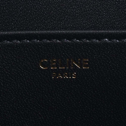 Celine Leather Medium Newspaper Triomphe Chain Shoulder Bag Black Women's