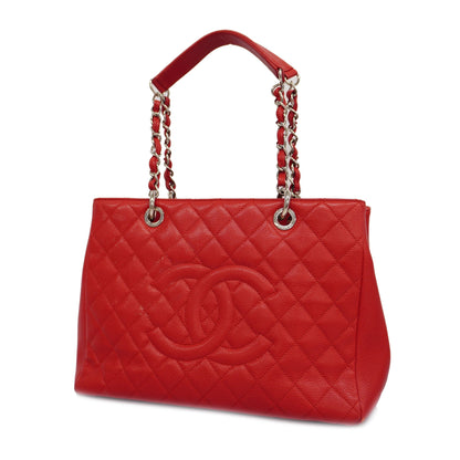 CHANEL   Matelasse Chain Shoulder Women's Leather Tote Bag Red Color