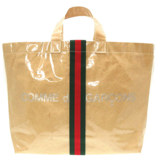 GUCCI x Comme des Garçons Sherry Line Vinyl Craft Beige Tote Bag Brown