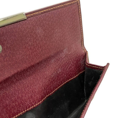 Gucci Bi-Fold Wallet Beige Wine Red 112715 GG Canvas Leather GUCCI W Ladies Long Plate