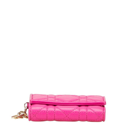 Christian Dior Lady Dior Pink Leather Wallet (Tri-Fold) ()