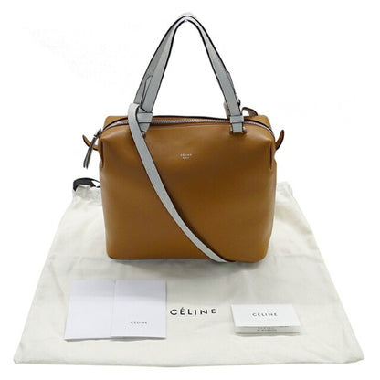 Celine Bag Ladies Handbag Shoulder 2way Leather Soft Cube Camel White