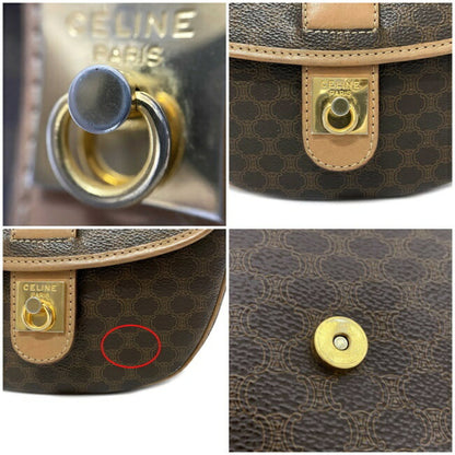 Celine Shoulder Bag Brown Beige Macadam M14 Pochette PVC Leather Celine Women's