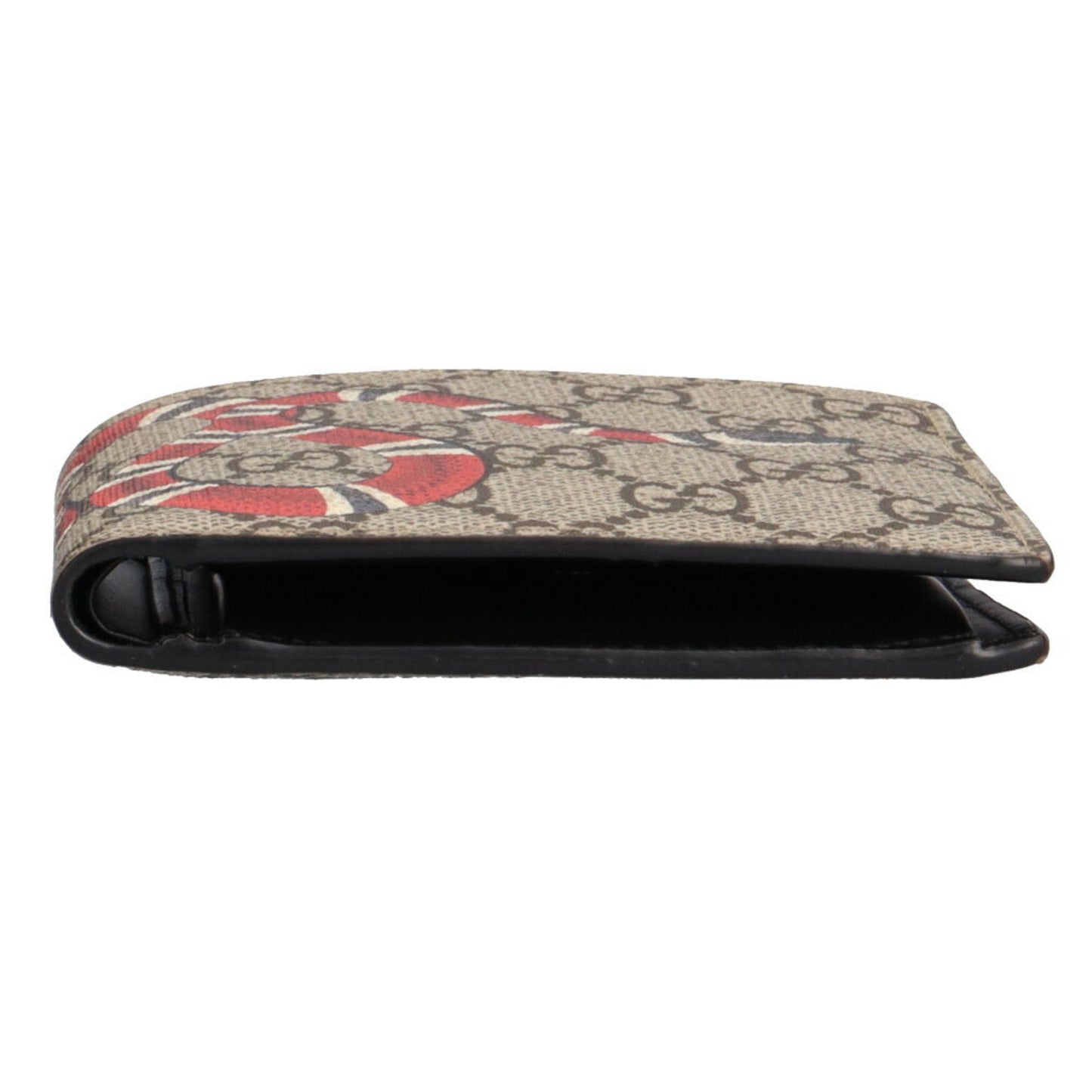 Gucci Snake Print GG Supreme Bifold Wallet Canvas Ladies