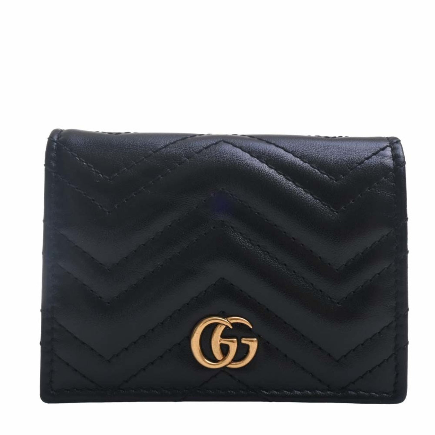 GUCCI GG Marmont Leather Bifold Wallet 443125 Black Women's