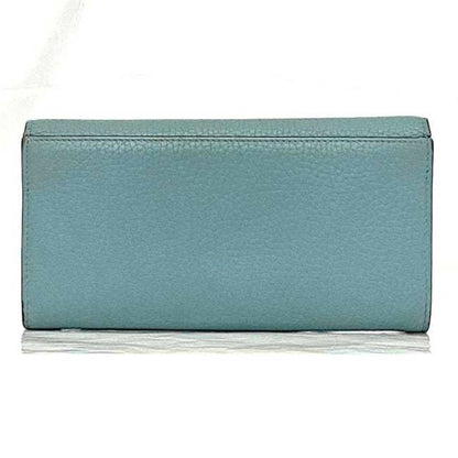 Christian Dior Light Blue Leather Long Wallet (Bi-Fold) ()