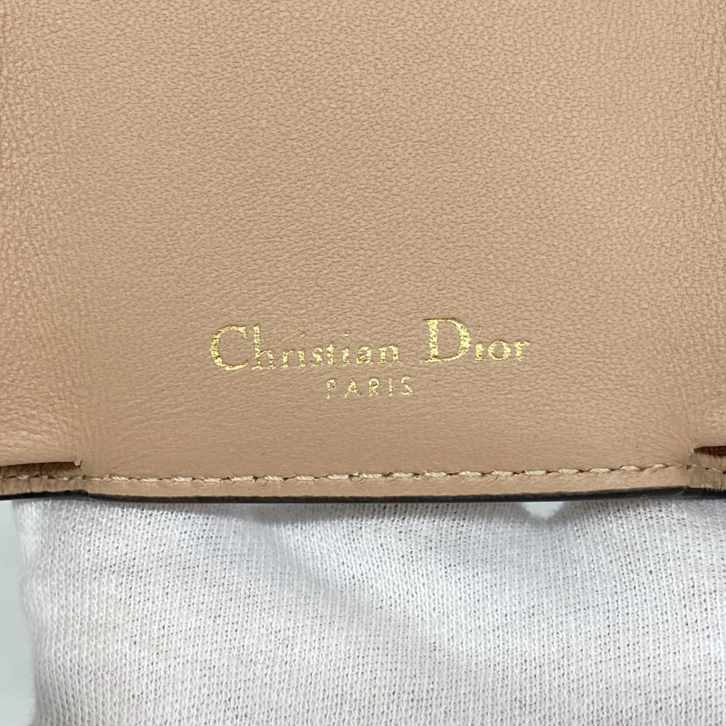 Christian Dior Pink Beige Leather Wallet (Tri-Fold) ()