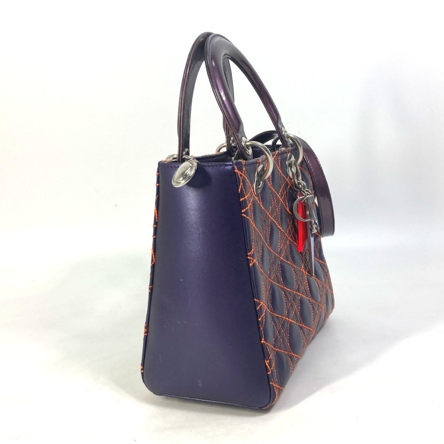 Christian Dior Orange Purple Leather Handbag Shoulder Bag ()