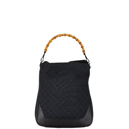 Gucci Black Canvas Leather Handbag Shoulder Bag