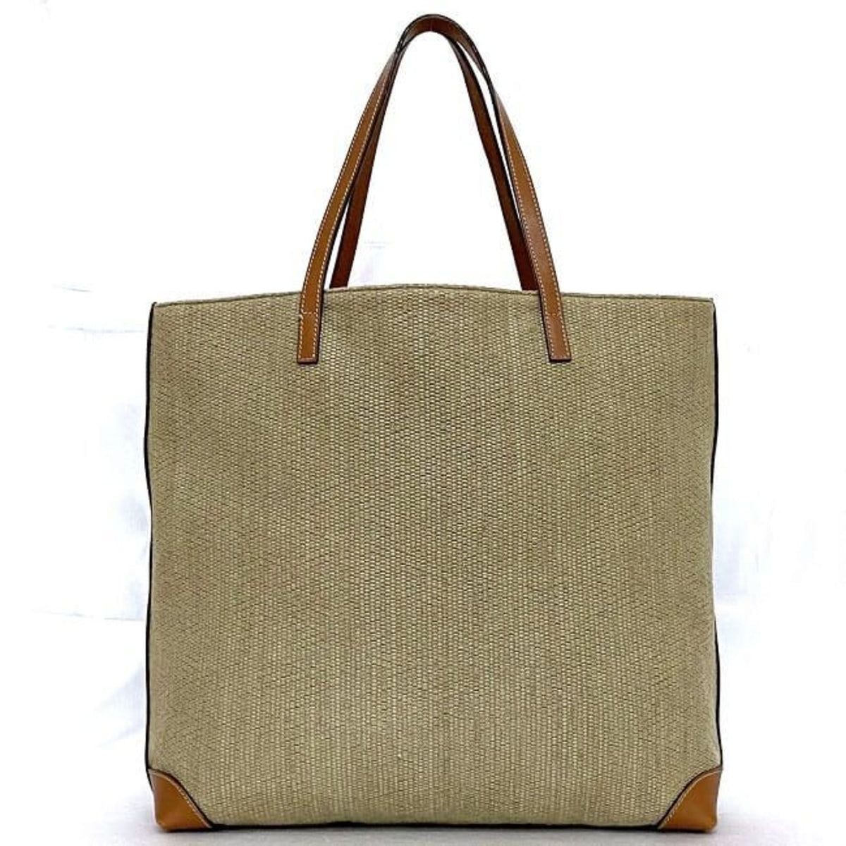 Gucci Beige Brown Coated Canvas Leather Tote Bag