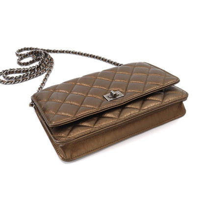 CHANEL 2.55 Chain Wallet Long Leather Bronze Vintage Silver Hardware