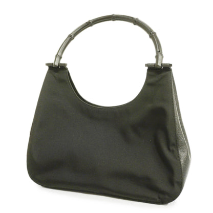 GUCCI  Bamboo Handbag 001 3739 Women's Nylon,Leather Handbag Black