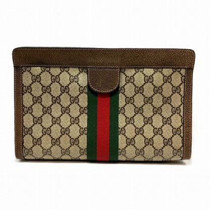 Gucci Brown Pvc Leather Clutch Bag