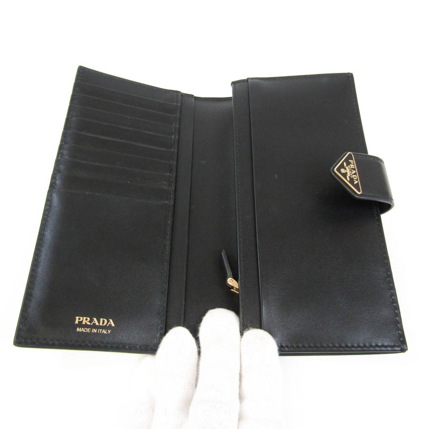 Prada Saffiano SAFFIANO TAB 1MV025 Women's Leather Long Wallet [bi-fold] Black