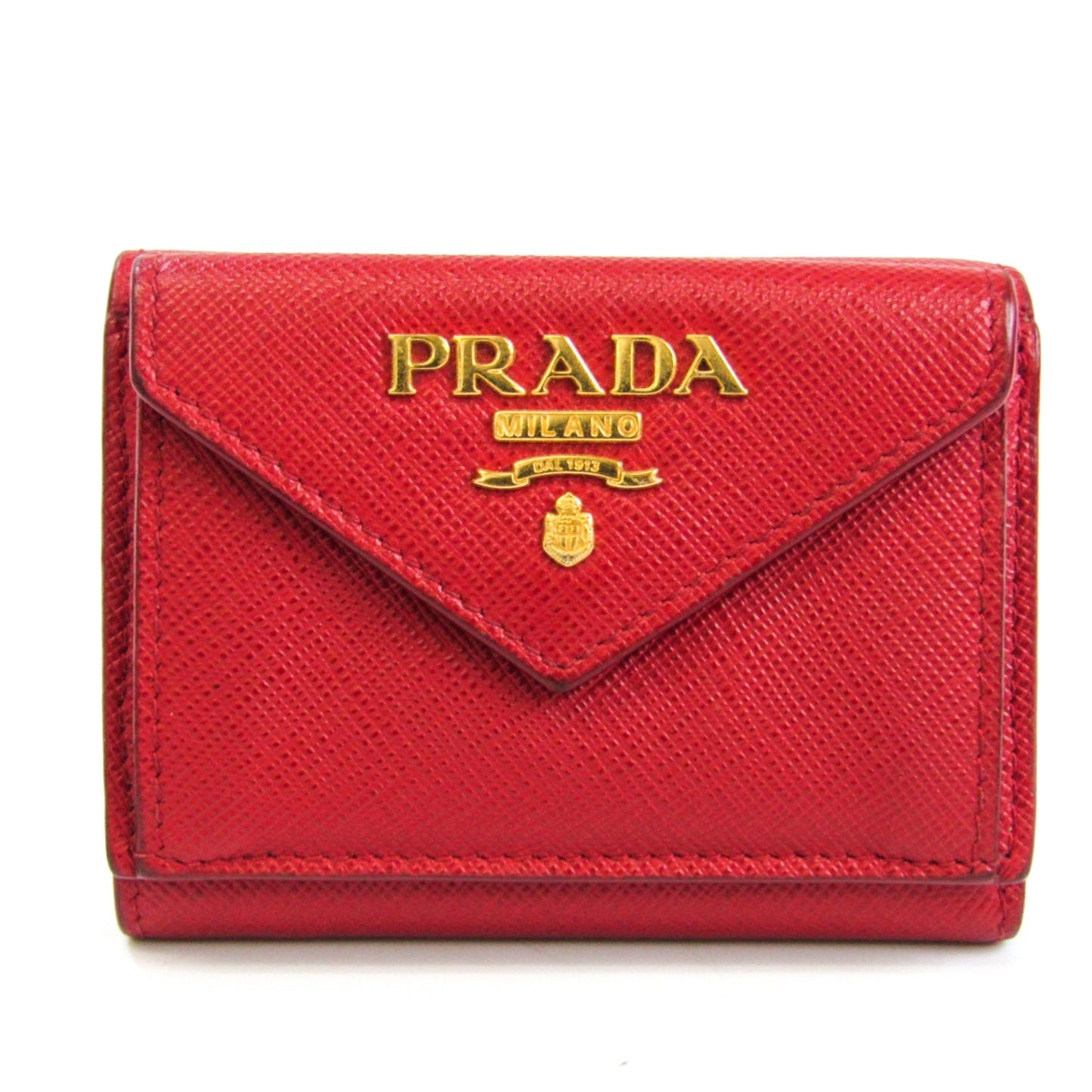 Prada Saffiano 1MH021 Women's Leather Wallet (tri-fold) Red Color