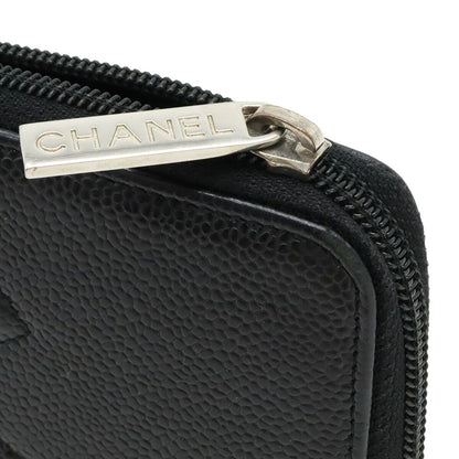 Chanel Caviar Skin Coco Mark Round Long Wallet Leather Black A50071