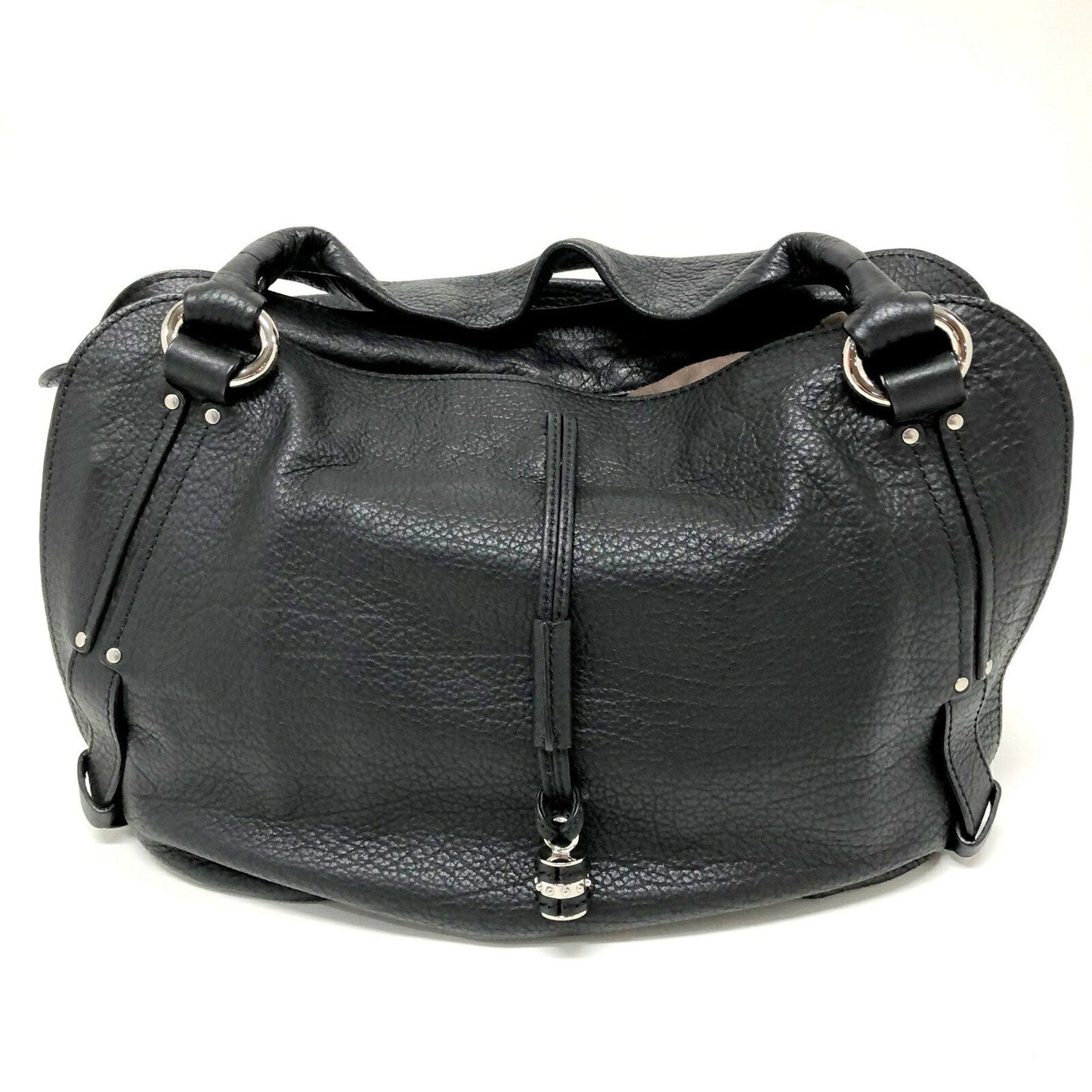 Celine Shoulder Bag Bitter Sweet Leather Black Silver Metal Fittings Women's