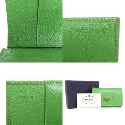 Prada coin case leather light green unisex