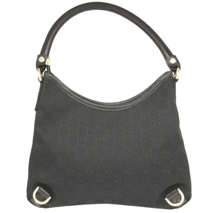 Gucci Abbey Black Gg Canvas Leather Shoulder Bag