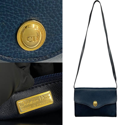 Christian Dior Navy Leather Pochette Shoulder Bag ()