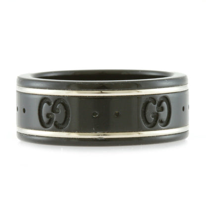 Gucci Ring Icon Thin Band Black Corundum # 9 8.5 Ladies Metal