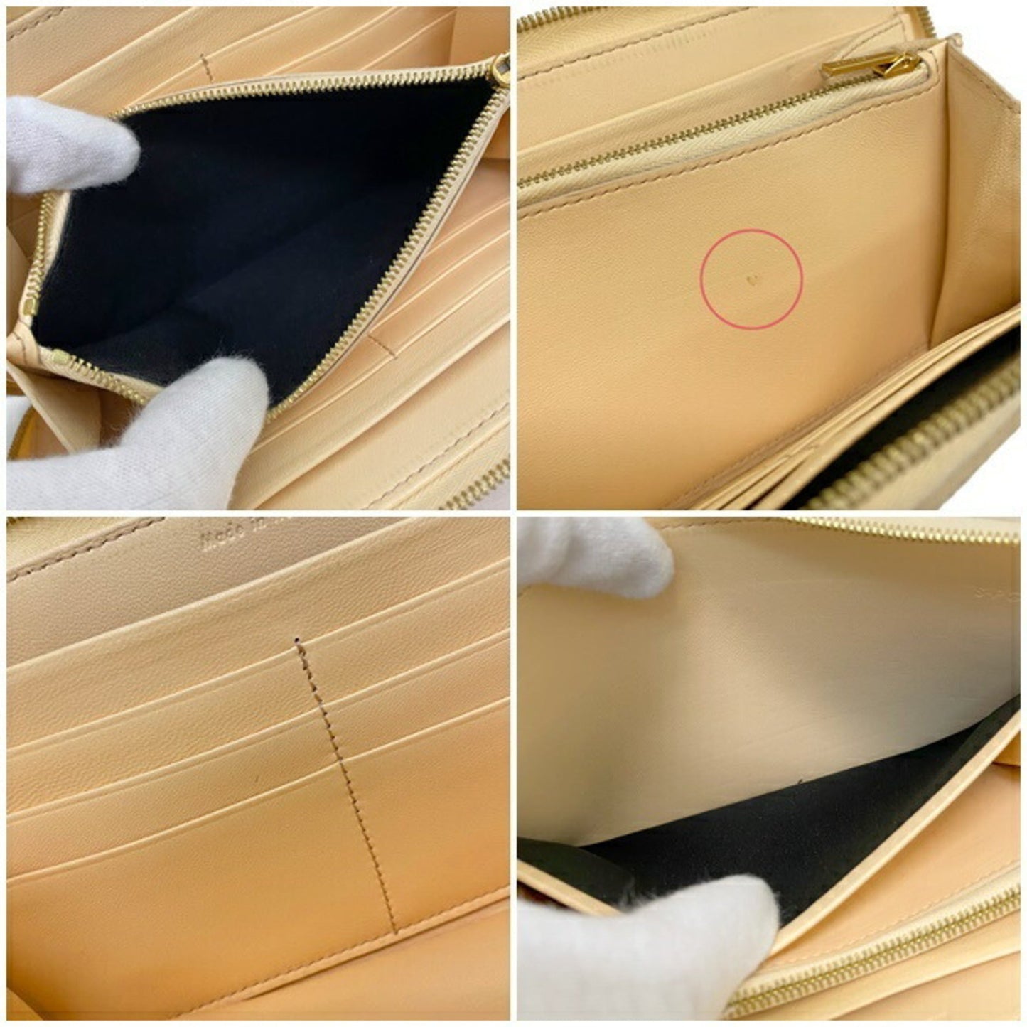 Celine Round Wallet Beige Black Gold 102623HTM Bicolor Leather Celine Two Tone Color Ladies Adult