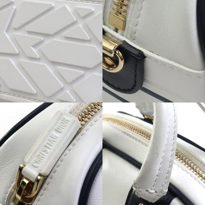 Christian Dior Navy White Leather Shoulder Bag ()