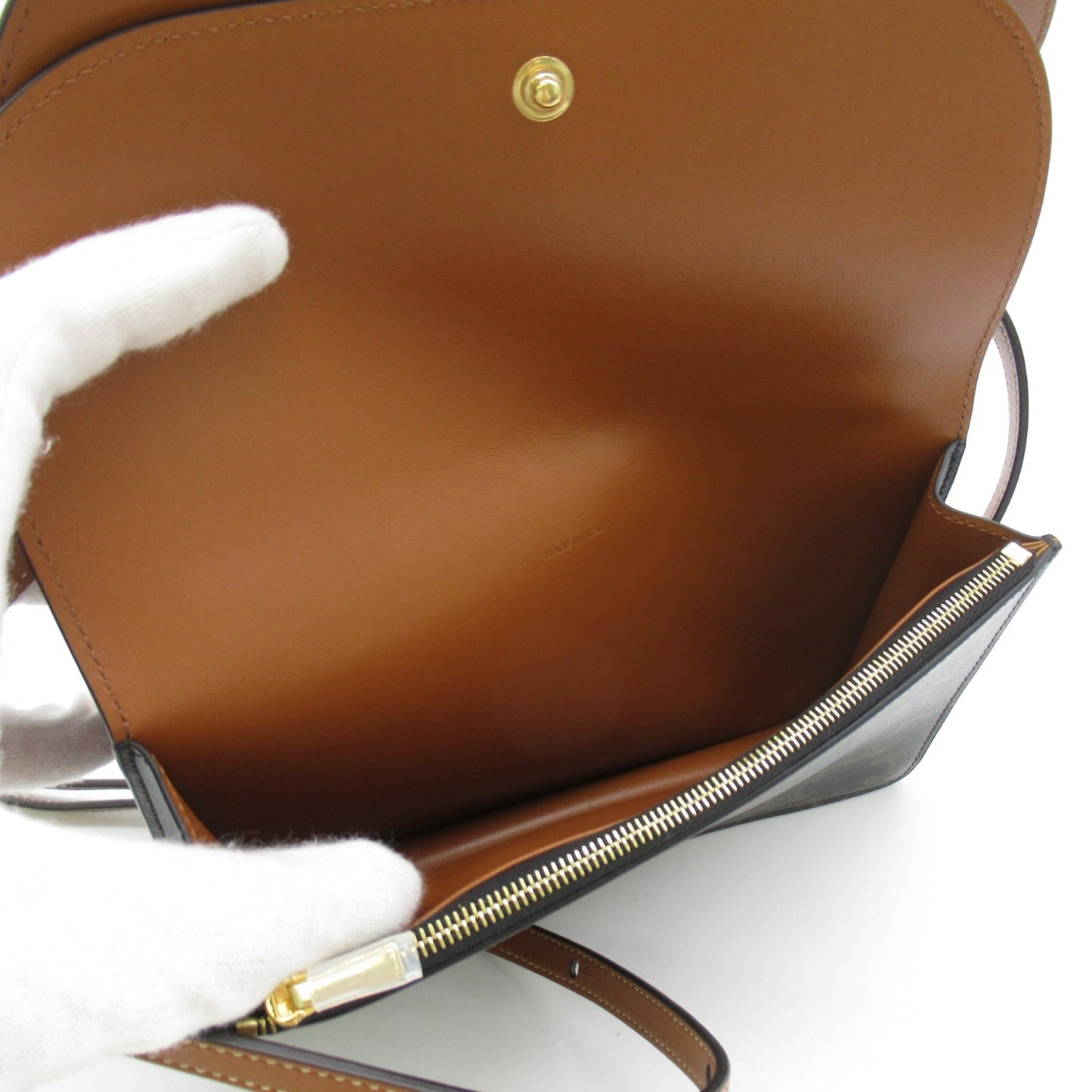 Celine Shoulder Bag Brown PVC coated canvas leather