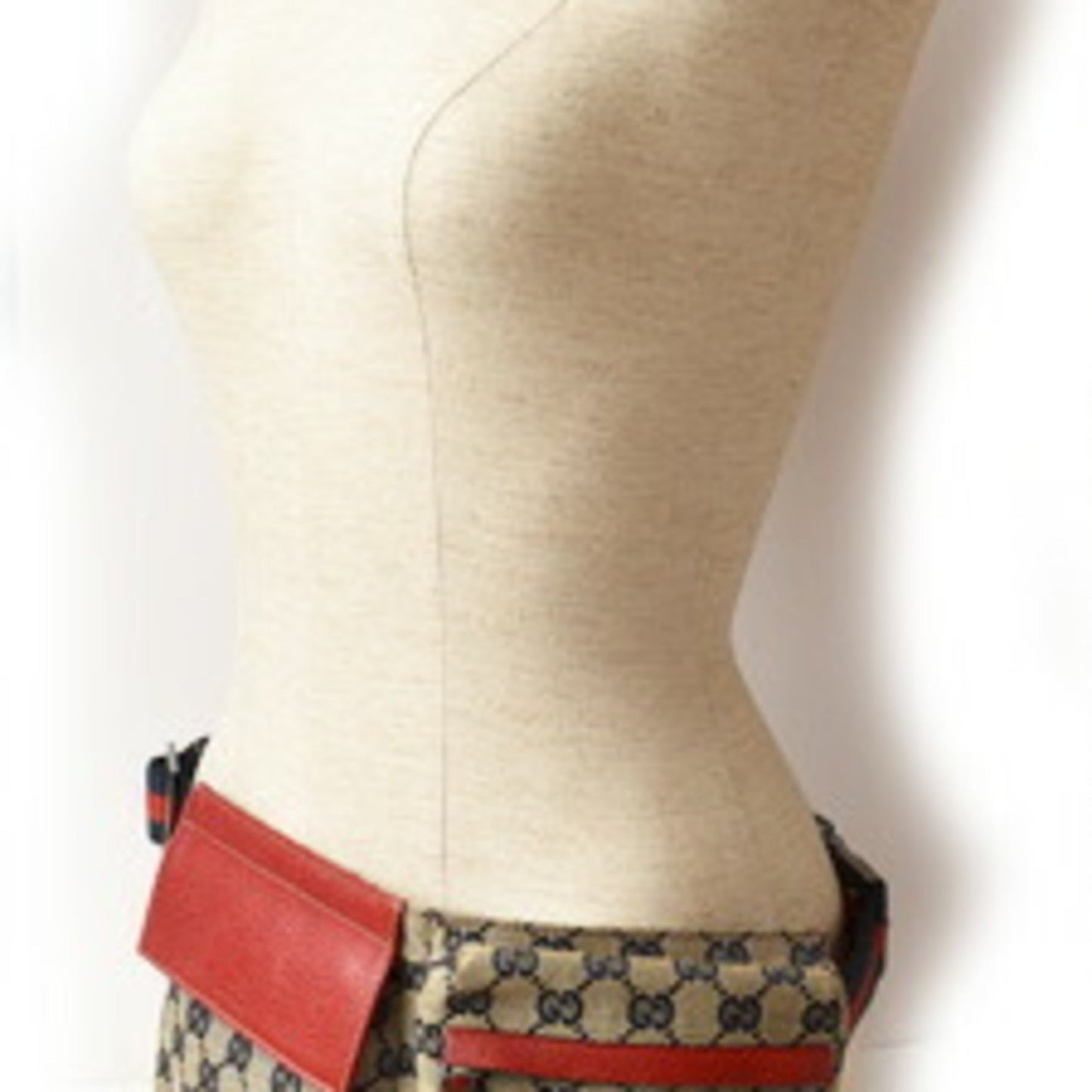 Gucci Waist Pouch/Body Bag GUCCI Canvas GG Blue/Beige Red 28566