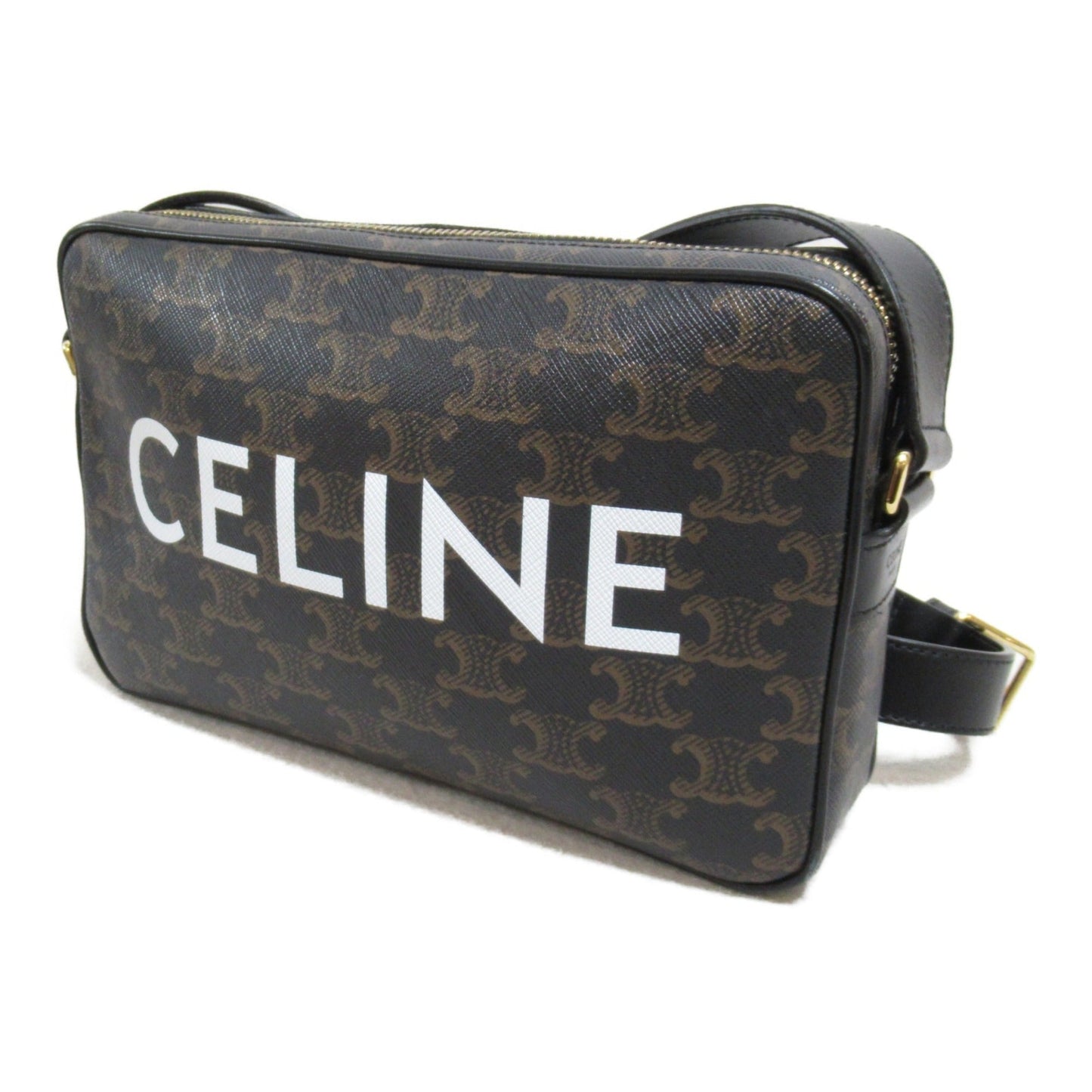 Celine Shoulder Bag Brown Dark brown PVC coated canvas