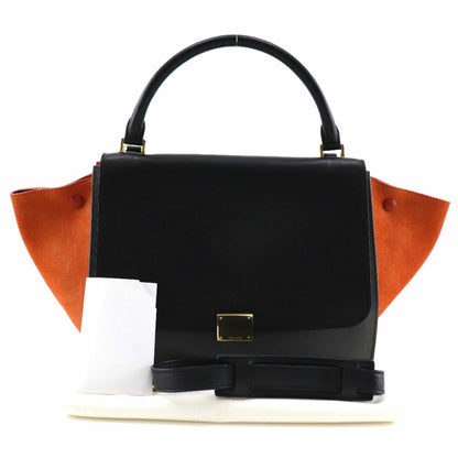 Celine Trapeze Handbag 2WAY Shoulder 169543PTA.25FO Calf x Suede Black/Gray/Orange Ladies
