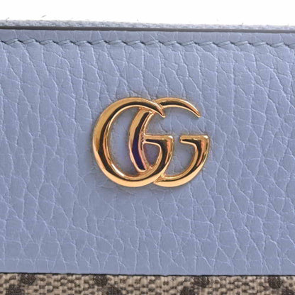 Gucci GG Supreme Marmont Zip Around Long Wallet Beige/Blue PVC Leather