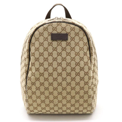 Gucci Beige Dark Brown Canvas Leather Backpack