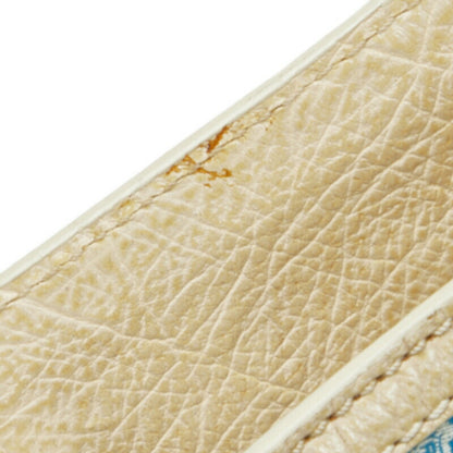 Celine Macadam Handbag Light Blue Beige Canvas Leather Ladies