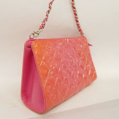 CHANEL  Icon Icon Women's Patent Leather,Rayon Handbag Pink