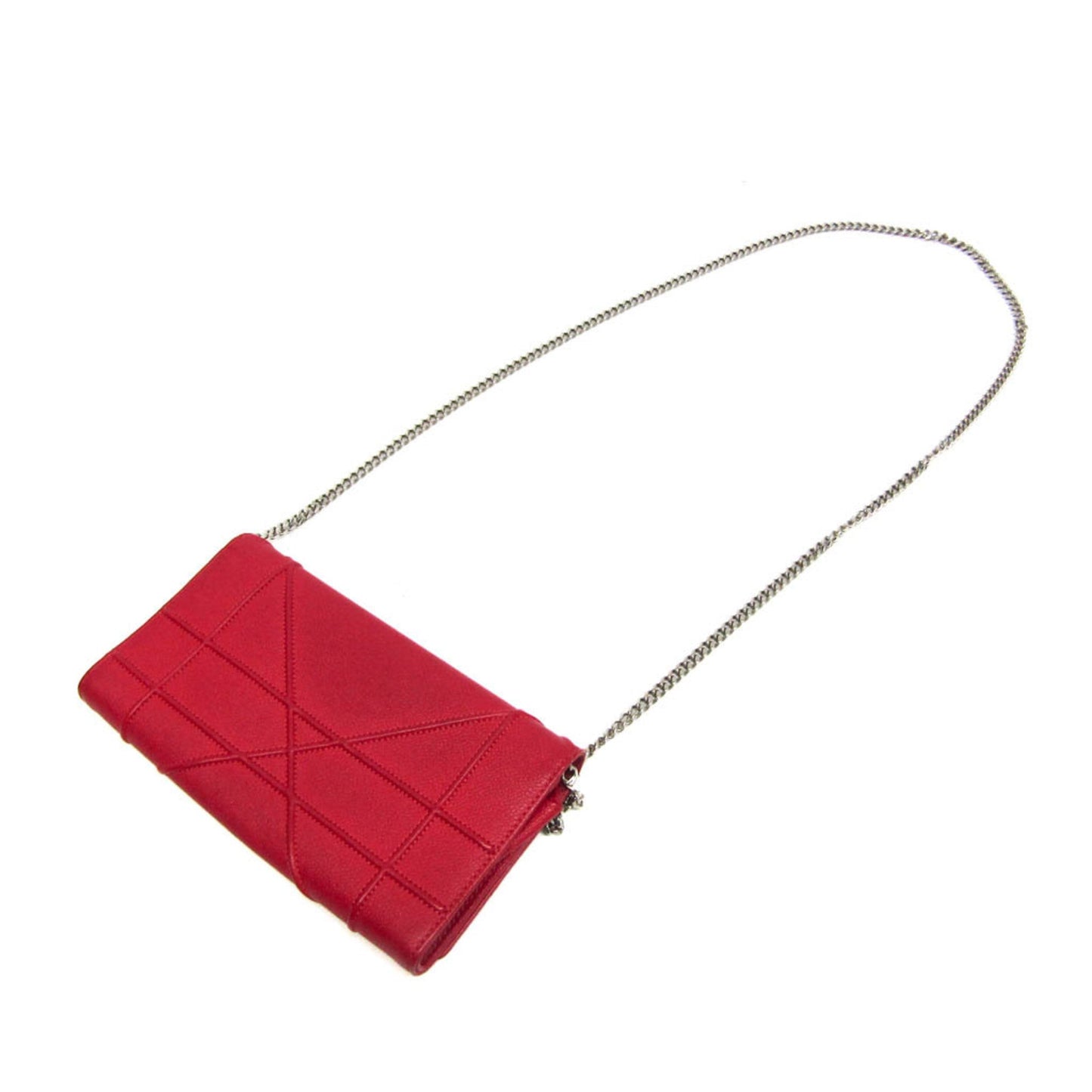 Christian Dior Red Color Leather Chain/Shoulder Wallet ()