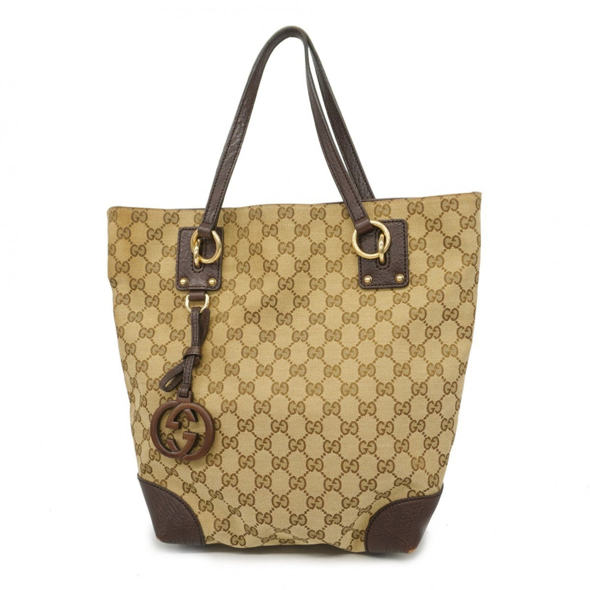 Gucci Beige Brown Canvas Tote Bag ()