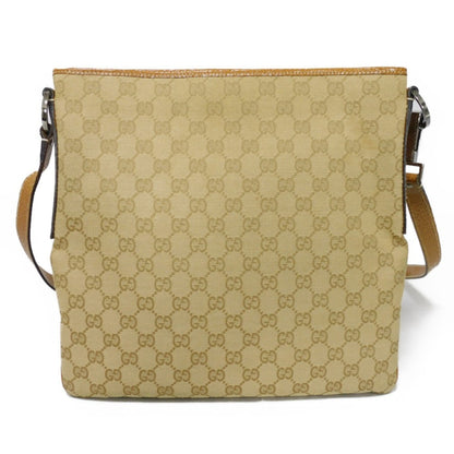 Gucci Beige Brown Gg Canvas Leather Messenger Bag Shoulder Bag