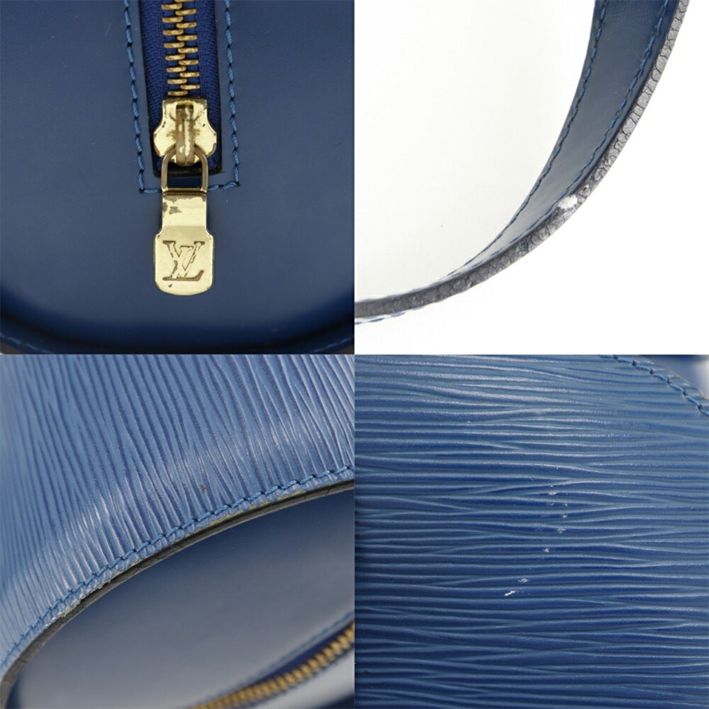 LOUIS VUITTON Soufflot HandBag M52225 Epi Leather Toledo Blue Made in France 1995 MI1915 Zipper Women's