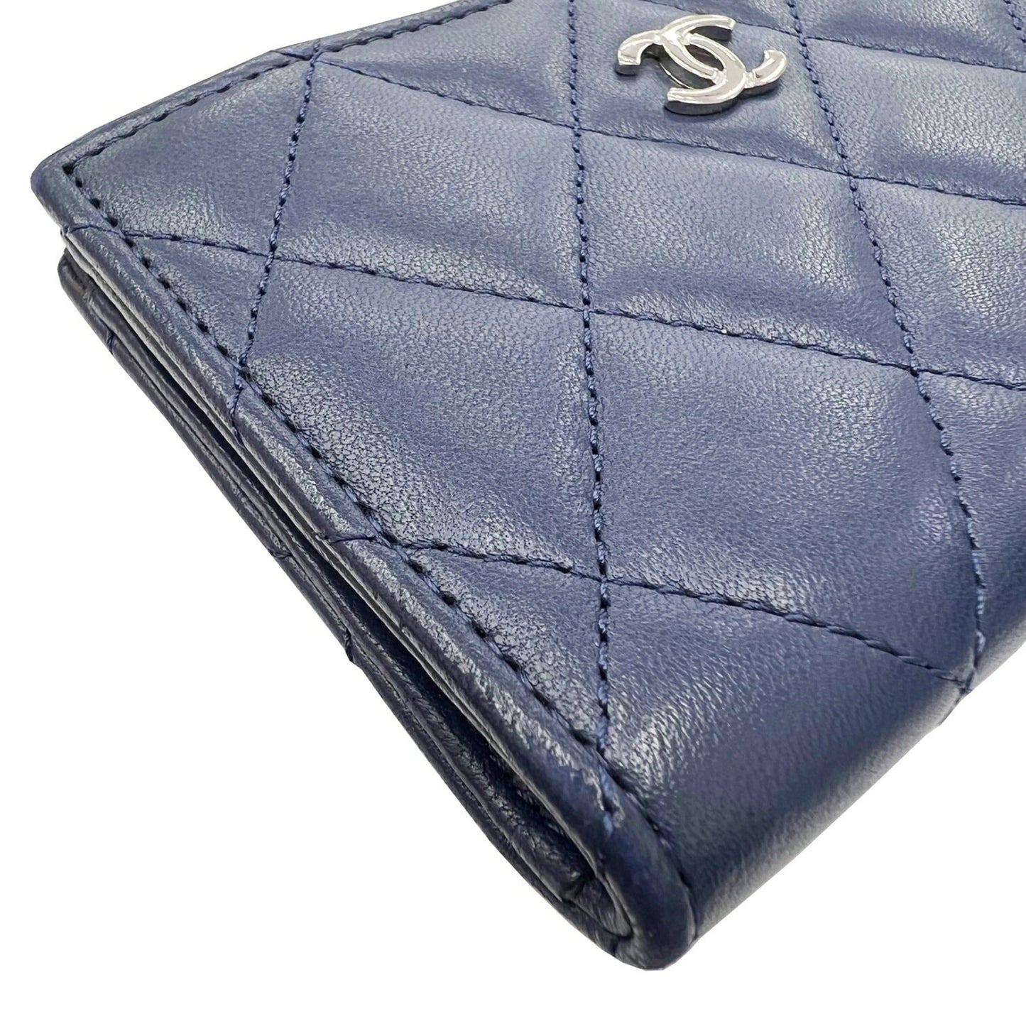 Chanel Classic Zip Matelasse Coin Case Card Key Ring Purse Navy Lambskin Coco Mark Wallet A68943 Women's Men's 2