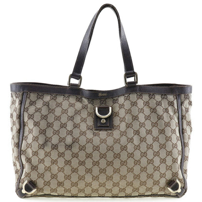 Gucci Abbey Tote Bag 141472 GG Canvas x Leather Beige/Brown Ladies