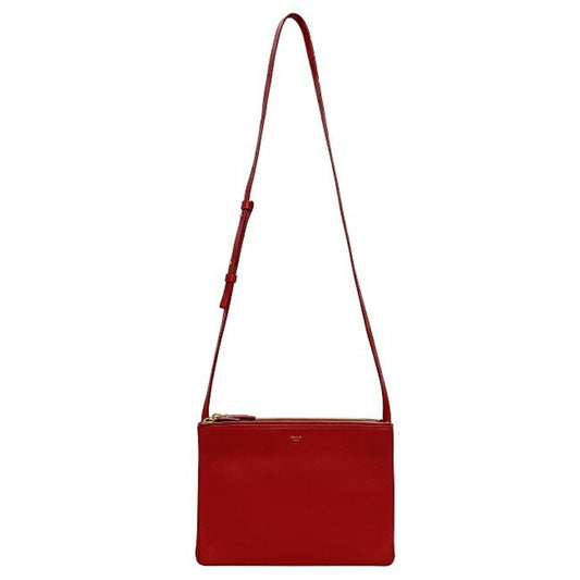 Celine Shoulder Bag Trio Large Red Gold 171453ETA 27ED Leather Smooth Lambskin Celine Pochette Crossbody Carry Thin Ladies