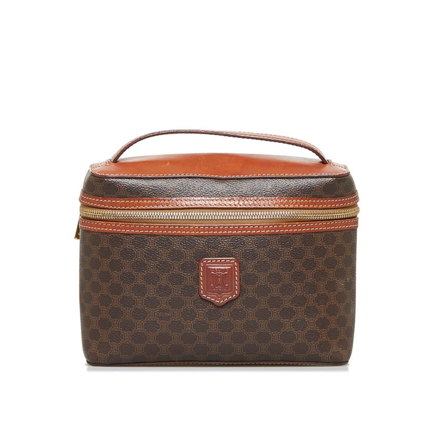 Celine Macadam Handbag Vanity Bag M95 Brown PVC Leather Ladies