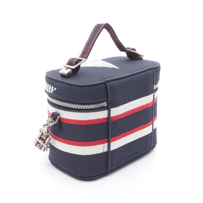 Christian Dior Navy Red Color White Canvas Handbag Weekend Bag ()