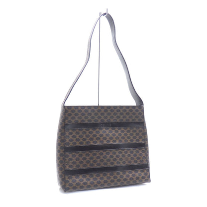 Celine Shoulder Bag Macadam Women's Black Brown PVC Leather