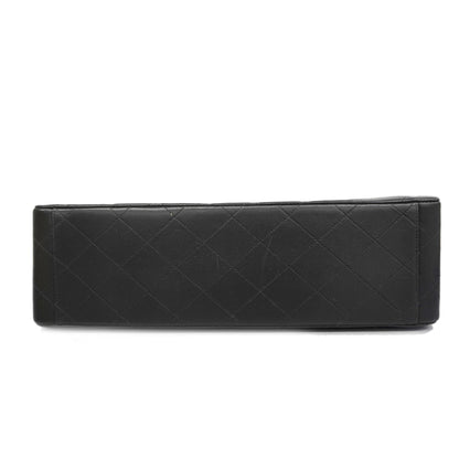 ChanelAuth  Big Matelasse W Chain Women's Leather Shoulder Bag Black