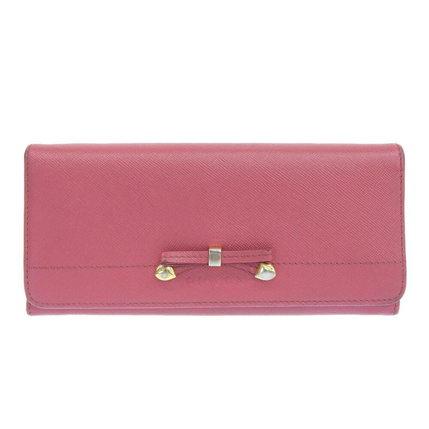 Prada Long Wallet Ribbon 1M1132 Saffiano Peonia Pink Women's