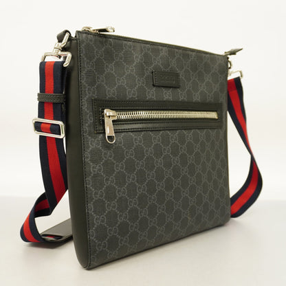 Gucci  474137 Men's PVC,Leather Shoulder Bag Black
