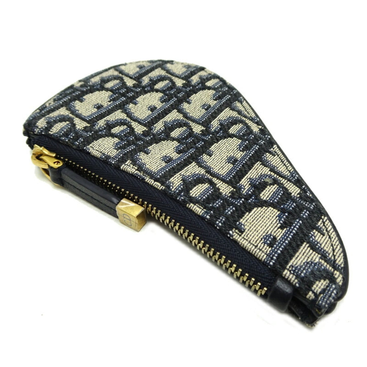 Christian Dior Navy White Canvas Leather Coin Purse/Coin Case ()