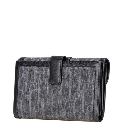 Christian Dior Trotter Black Gray Trotter Denim Leather Wallet (Bi-Fold) ()
